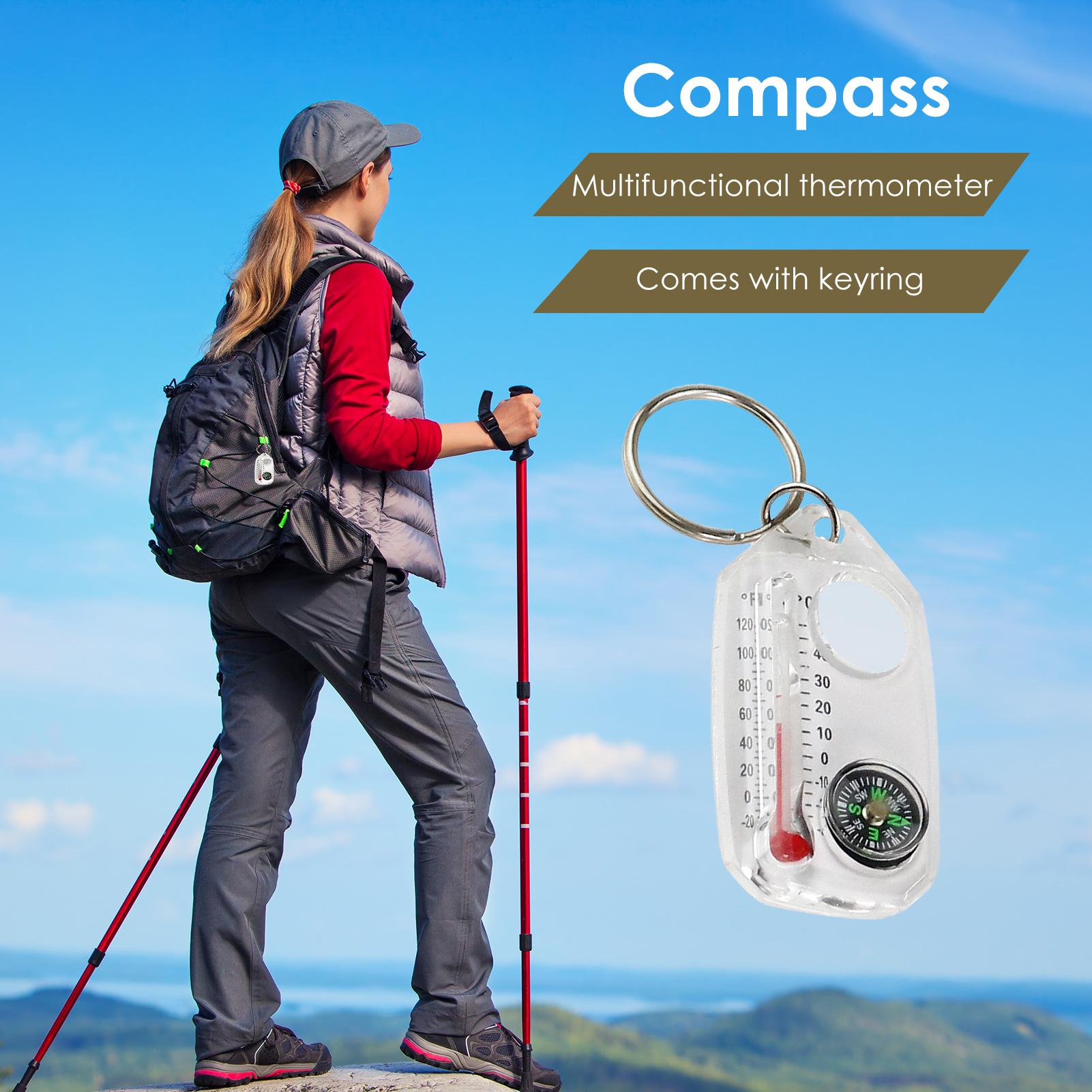 Compass Keychain Mini - Mini Llaveros Multifunción con Brújula, Termómetro,