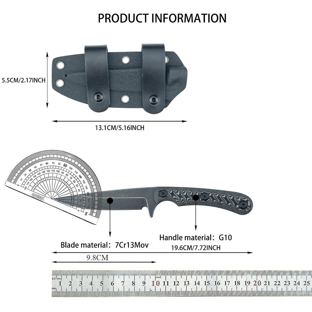 Cuchillos de hoja fija Full Ta - Edc Carry Fixed Blade Knife reseña y precio